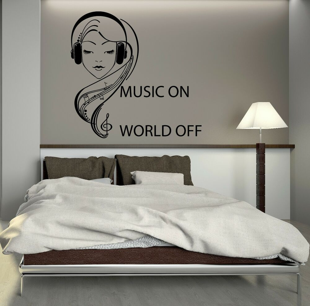 Bedroom Wall Stickers
 Wall Decal Music Headphones Teen Girl Room Art Mural Vinyl