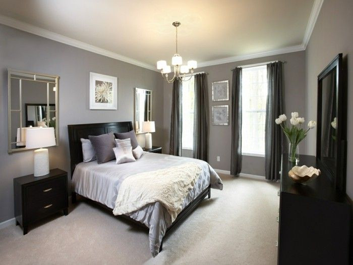 Beige Bedroom Walls
 Bedroom gray beige carpeted wall mirror black accents