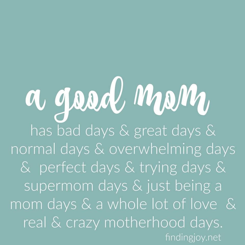 Being A Good Mother Quotes
 A good mom has bad days & great days & normal days