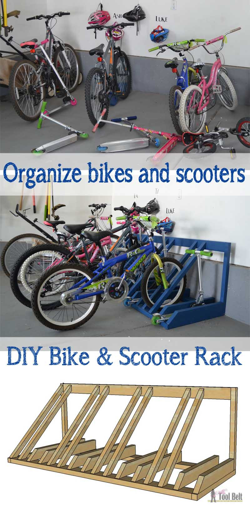 Bike Organization Garage
 DIY Bike and Scooter Rack Her Tool Belt