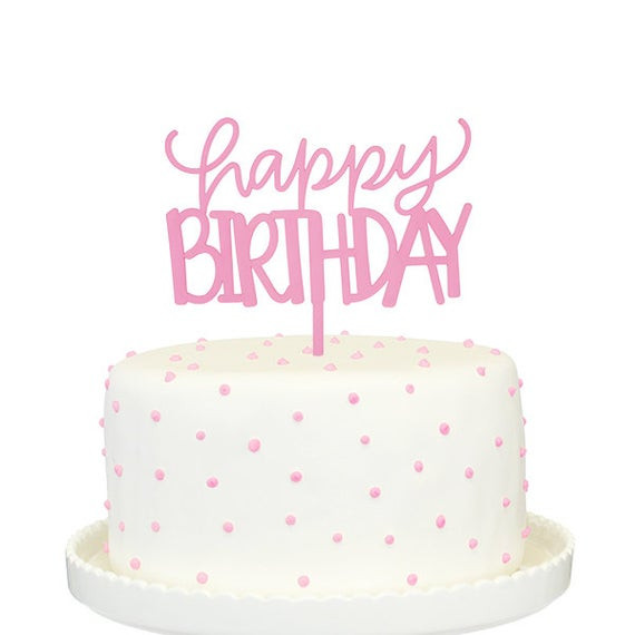 Birthday Cake Topper
 Pink Happy Birthday Cake Topper