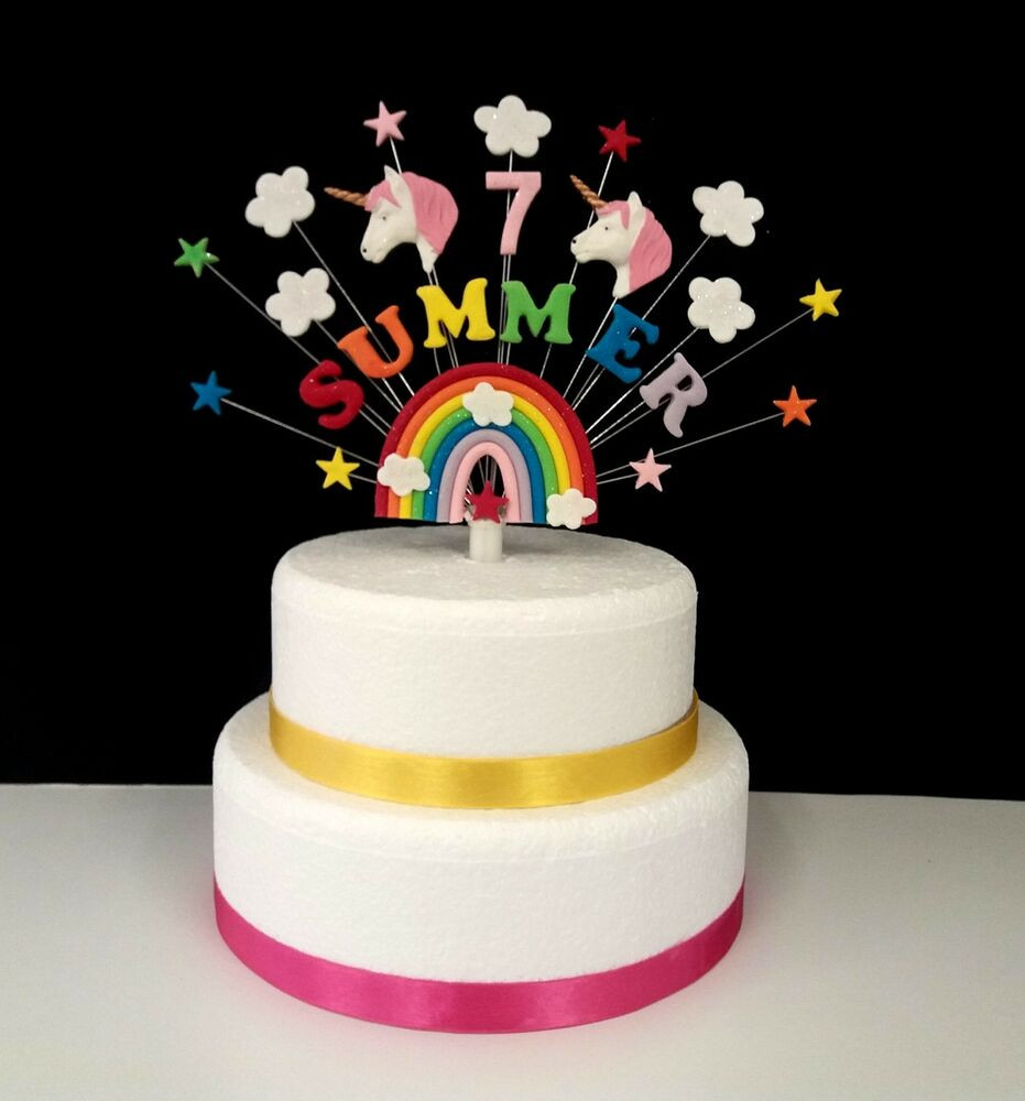 Birthday Cake Topper
 Rainbow unicorn birthday cake topper personalised name