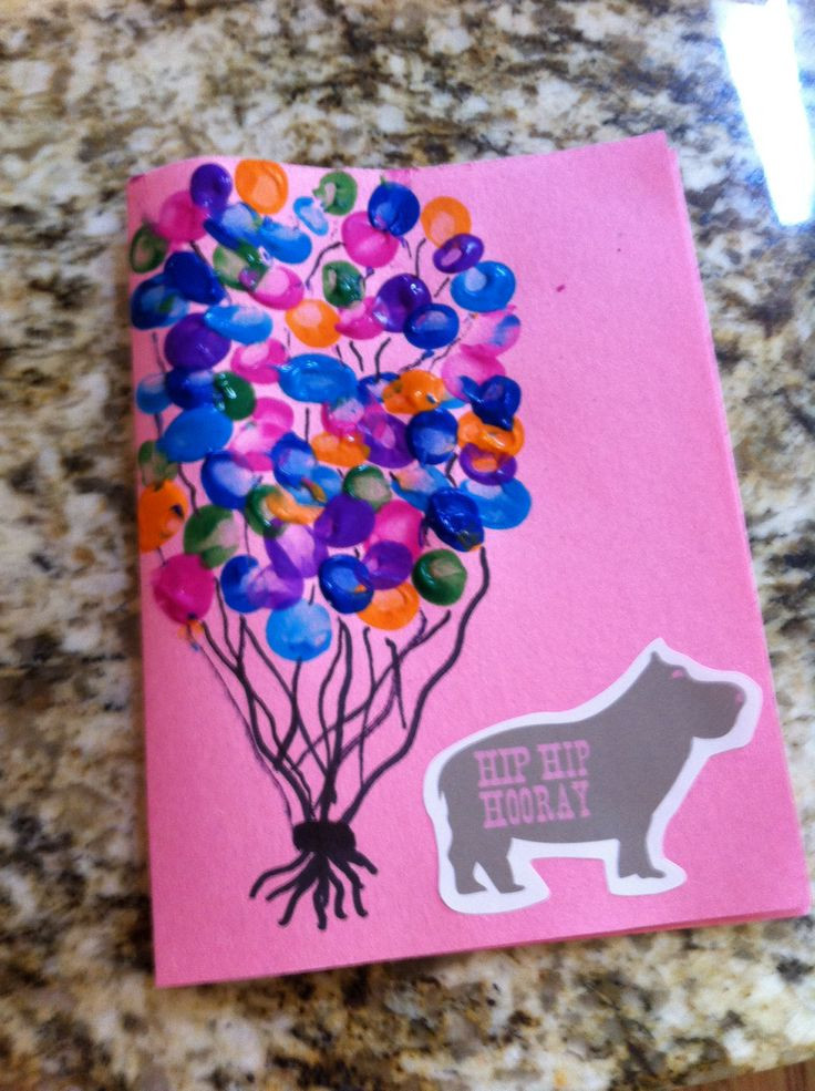 Birthday Craft Ideas For Kids
 Birthday Card from infant toddler thumbprint balloons