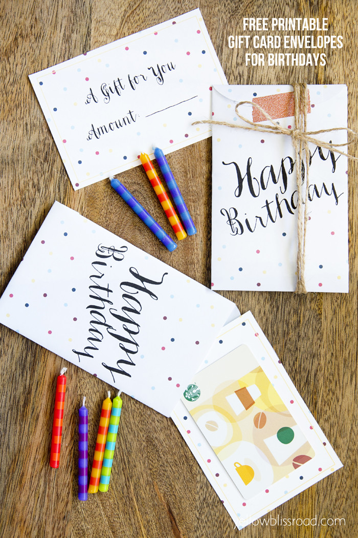 Birthday Gift Cards Online
 Free Printable Gift Card Envelopes for Birthdays