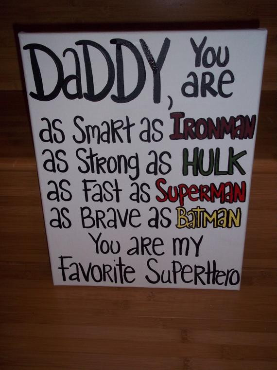 Birthday Gift Ideas For Dad
 Items similar to Superhero hand painted canvas for DAD on Etsy