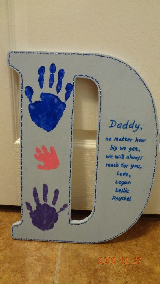 Birthday Gift Ideas For Dad
 wood D from hobby lobby painted myself kids hand