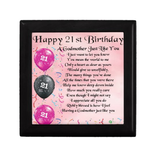 Birthday Gift Ideas For Godmother
 Godmother poem 21st Birthday design Gift Box