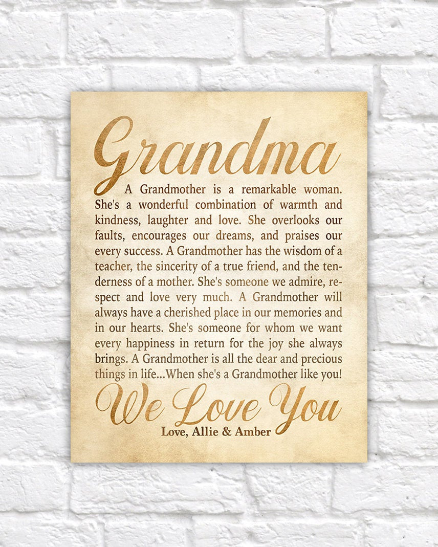 Birthday Gift Ideas For Grandma From Grandchildren
 Gift Idea for Grandmother Poem for Grandmar Personalized