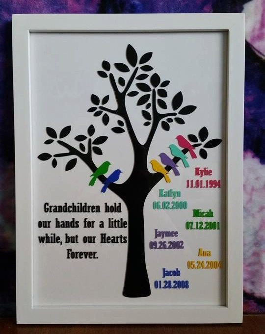 Birthday Gift Ideas For Grandma From Grandchildren
 Grandparent Family Tree Frame 6 Grandchildren Custom