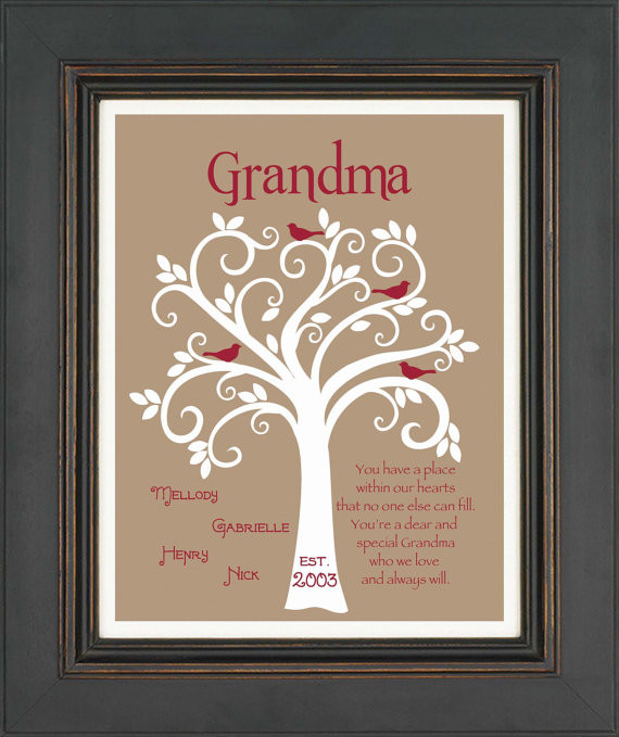 Birthday Gift Ideas For Grandma From Grandchildren
 Grandma Gift Family Tree Personalized t by