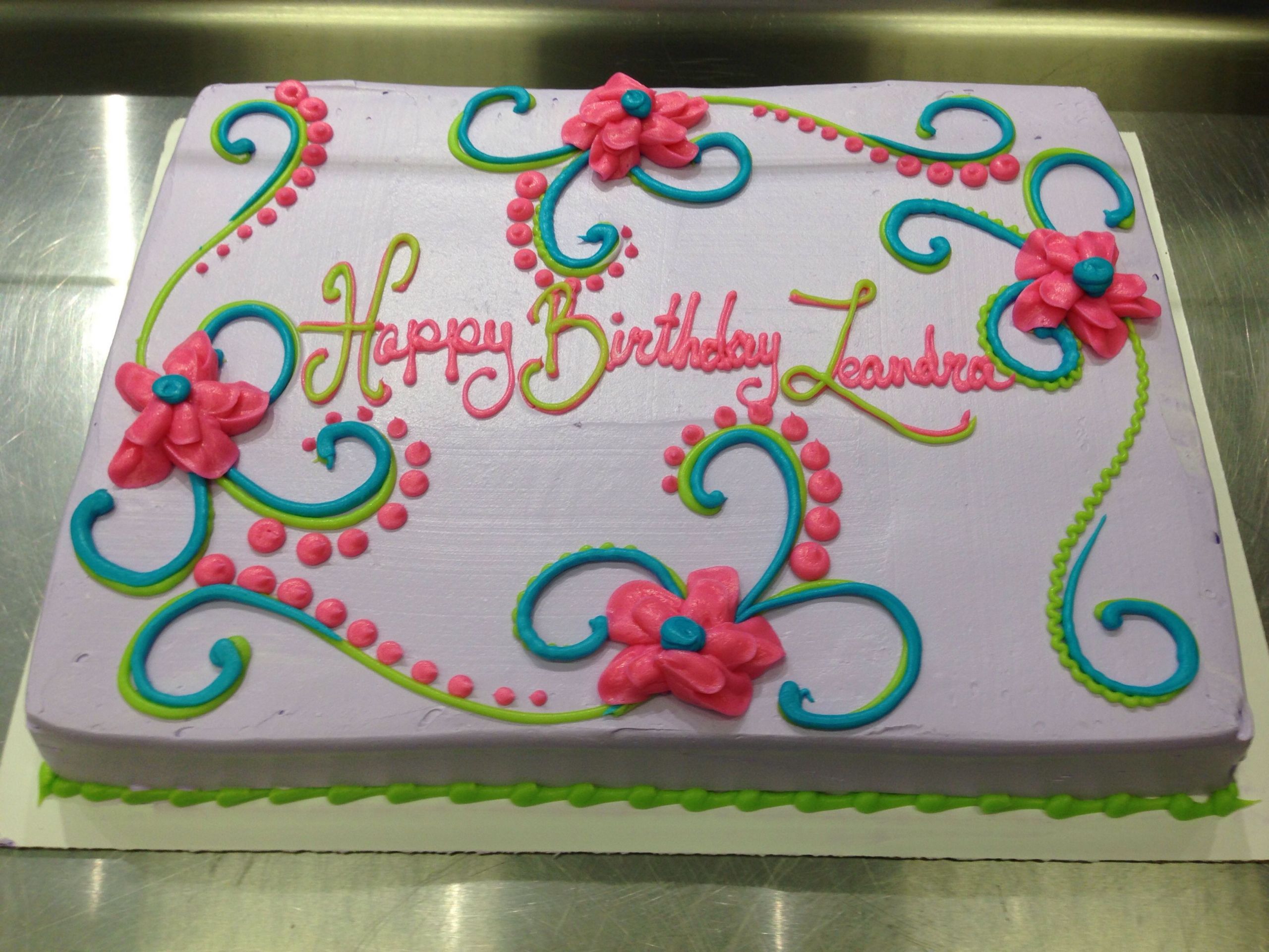 Birthday Sheet Cake Ideas
 Scrolls and flowers girly birthday cake