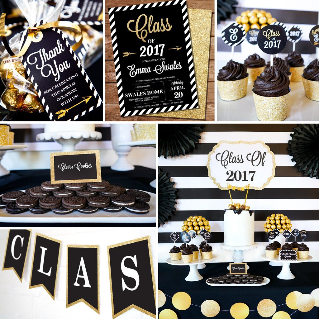 Black And White Graduation Party Ideas
 Black and Gold Graduation Party Decorations Set – Sunshine