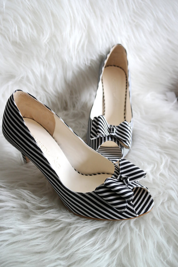 Black And White Wedding Shoes
 Custom Made Nautical Style Wedding Shoes Black And White