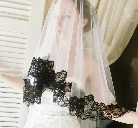 Black And White Wedding Veil
 FAERIE black and White wedding veil with Beautiful by