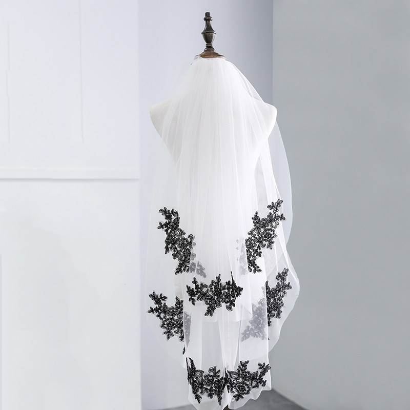 Black And White Wedding Veil
 Aliexpress Buy Black And White Wedding Veil Two