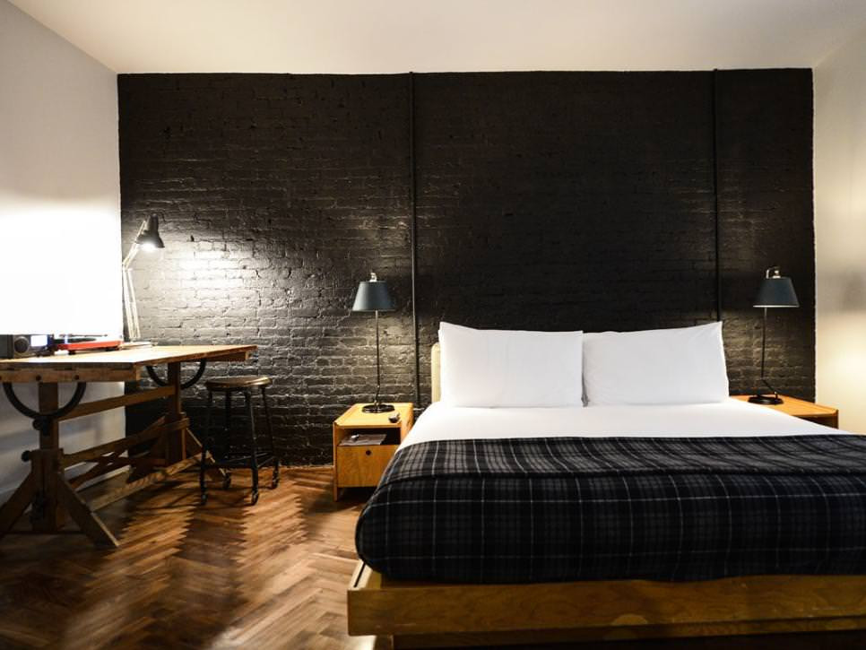Black Painted Bedroom
 23 Brick Wall Designs Decor Ideas for Bedroom