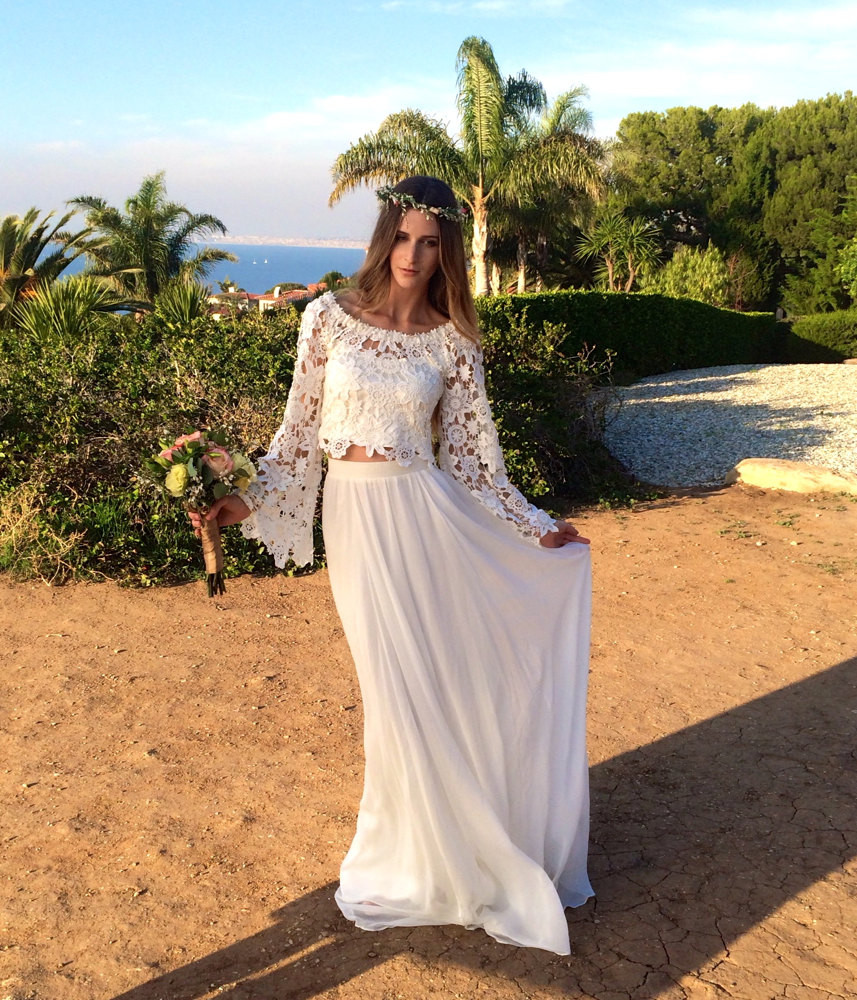 Bohemian Wedding Dresses
 Alana 2 Piece Lace Silk Chiffon Bohemian Wedding Dress BELL