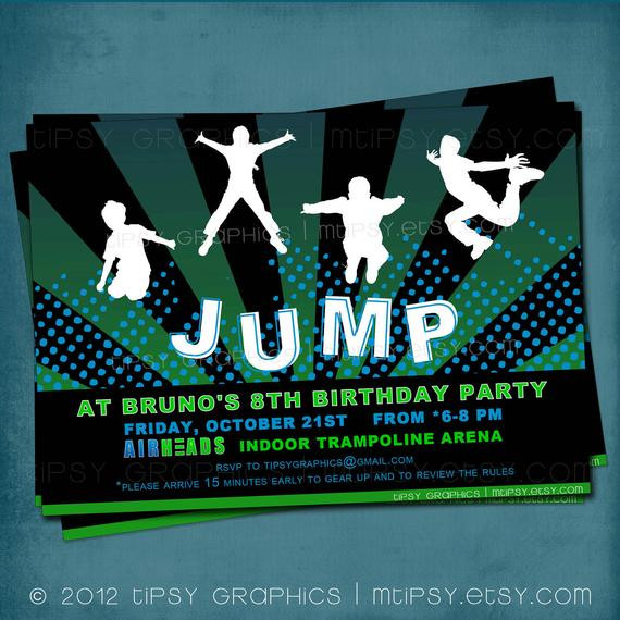 Bounce Birthday Party
 Jump Trampoline or Bounce House Birthday Party Invite for Big