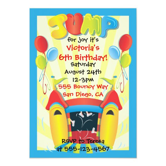 Bounce Birthday Party
 Bounce House BIrthday Party Invitation