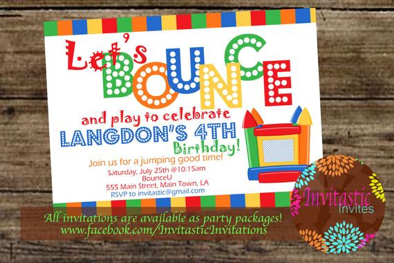 Bounce Birthday Party
 Bounce House Birthday Invitation Bounce House Invite Jump