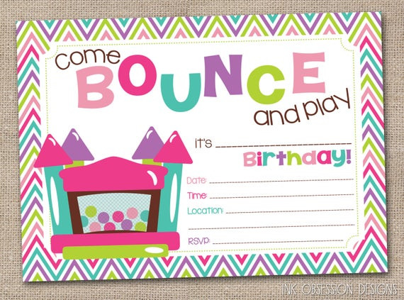 Bounce Birthday Party
 Bounce House Instant Download Birthday by InkObsessionDesigns