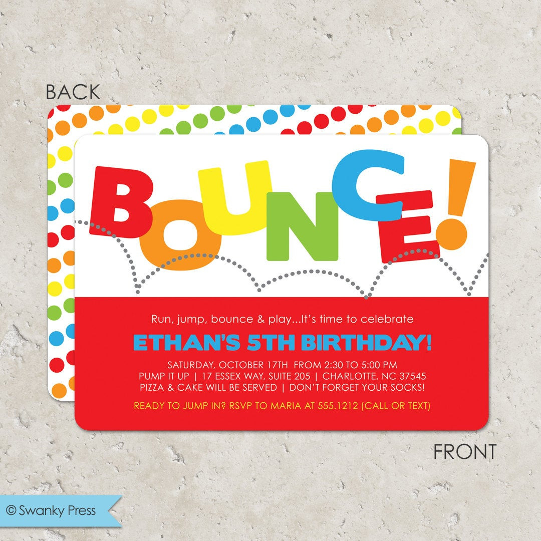 Bounce Birthday Party
 Bounce House Birthday Party Invitation Pump It Up Party