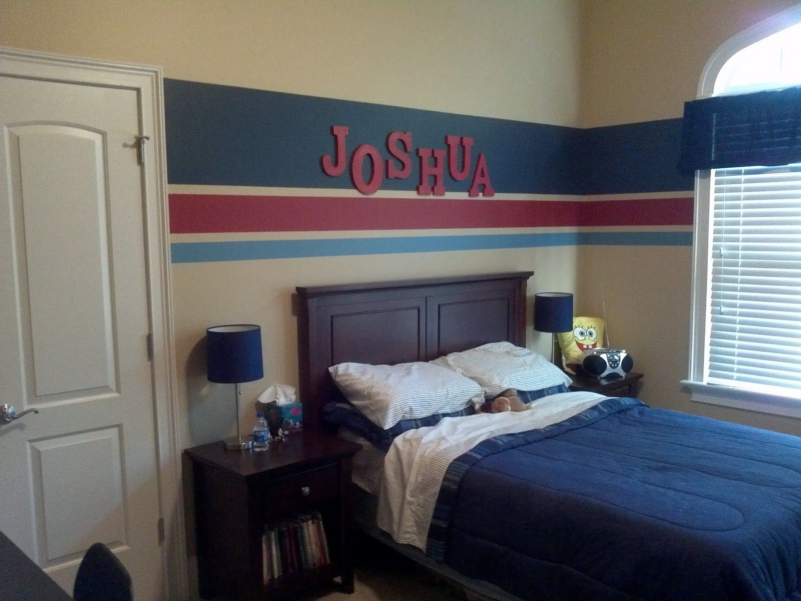 Boy Bedroom Wall Decor
 Eat Sleep Decorate Striped Walls Boys Bedroom FINISHED