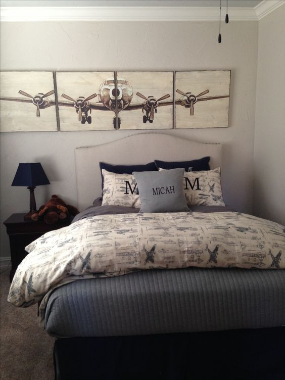 Boy Bedroom Wall Decor
 Boys vintage airplane room Remodel Pinterest