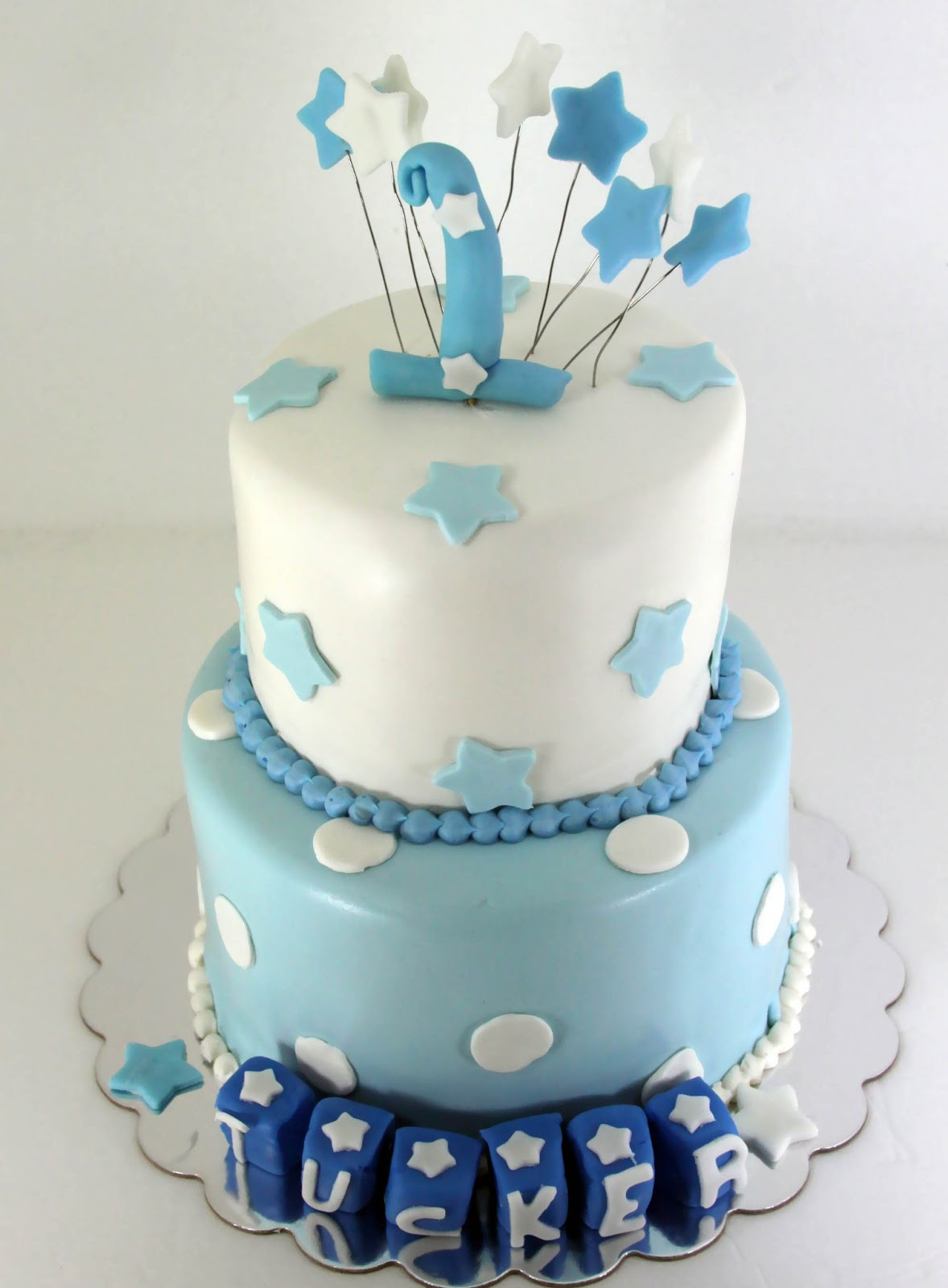 Boy Birthday Cakes
 Tastefully Done Baby Boy Blue 1st Birthday Cake