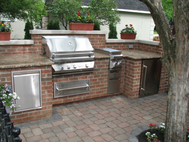 Brick Outdoor Kitchen
 Brick Granite & Limestone Outdoor Kitchen Traditional