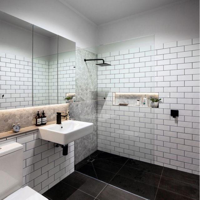 Brick Tile Bathroom
 20x10 Flat Gloss White Brick Effect Wall Tiles 1 Sqm 50