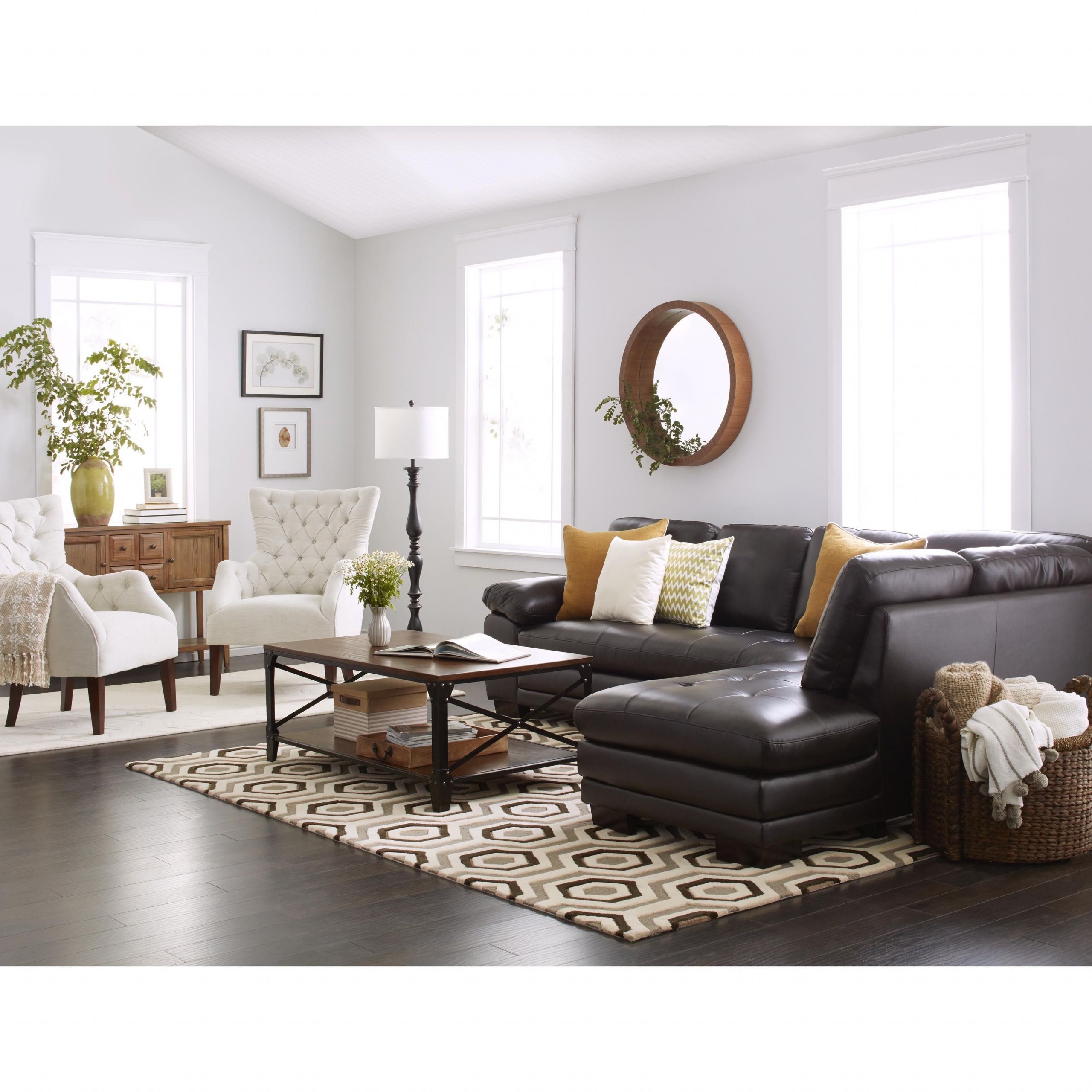 Brown Furniture Living Room Ideas
 Abbyson Devonshire Leather Tufted Sectional in 2019