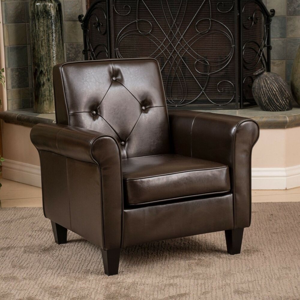 Brown Living Room Chairs
 Living Room Furniture Brown Leather Club Chair w Tufted