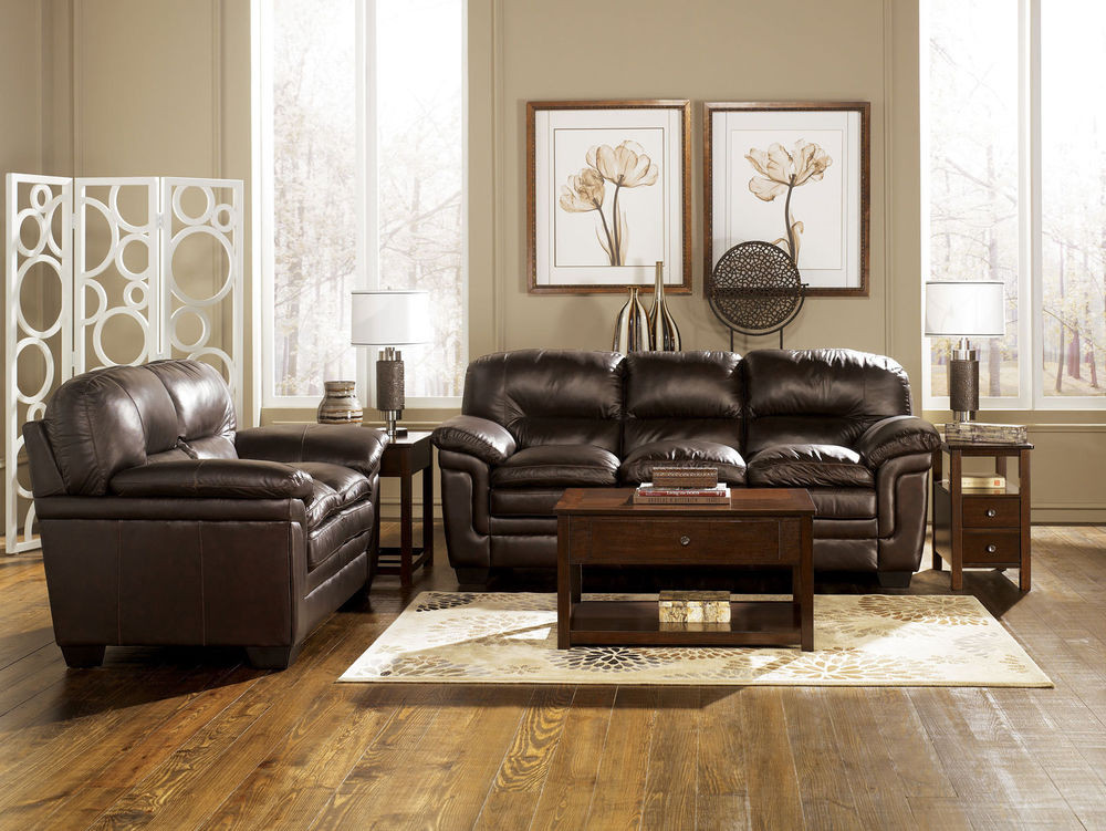 Brown Living Room Chairs
 PARKER CONTEMPORARY GENUINE BROWN LEATHER SOFA COUCH SET