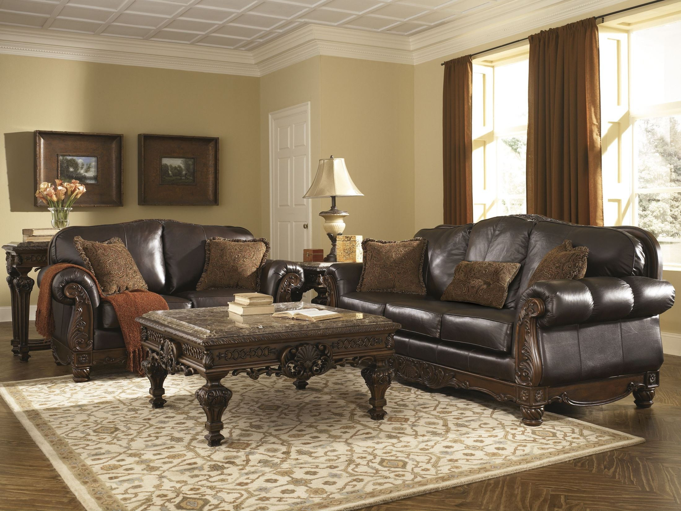 Brown Living Room Chairs
 North Shore Dark Brown Living Room Set from Ashley