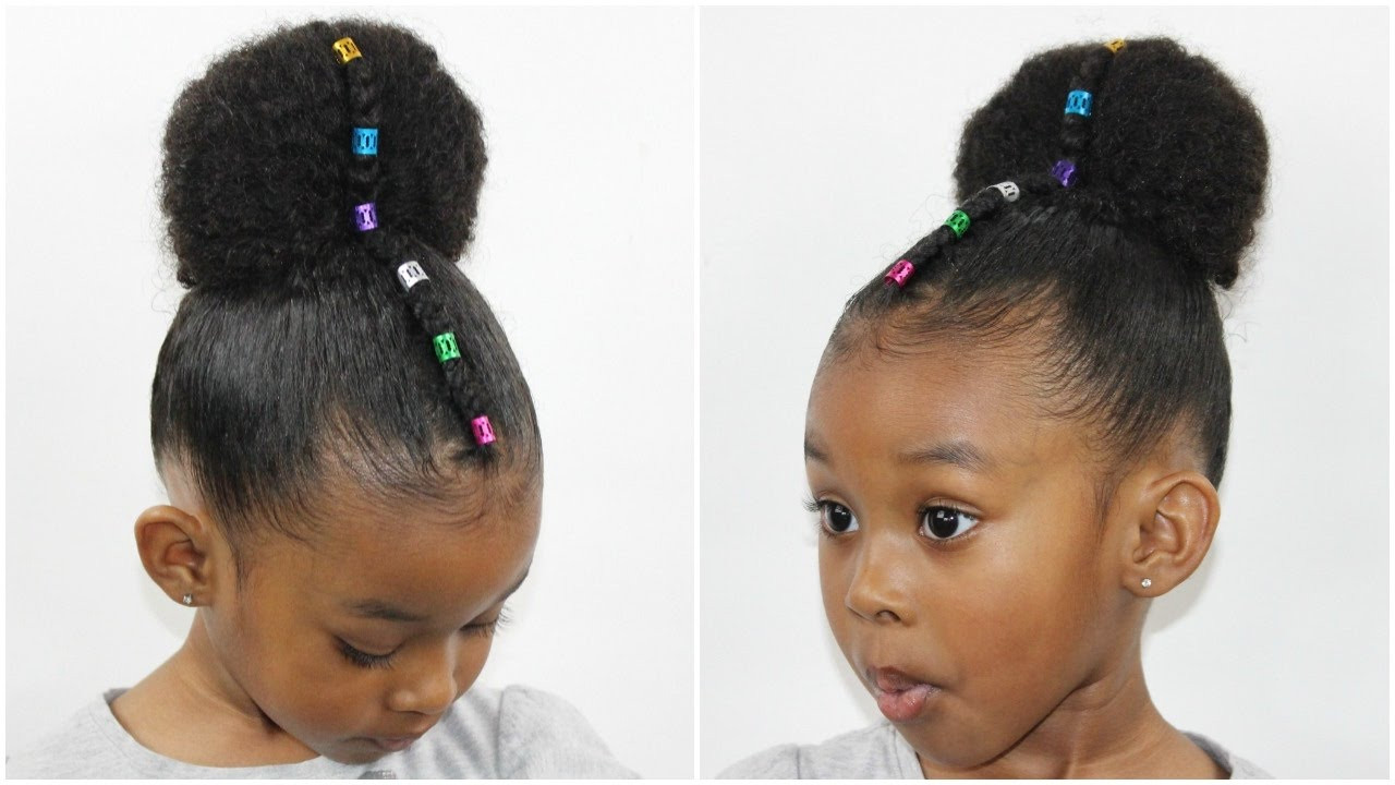 Bun Hairstyles For Kids
 Rainbow Bun with Cornrow
