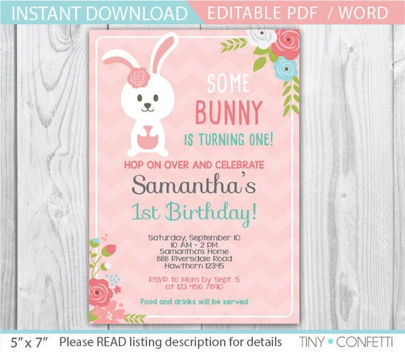 Bunny Birthday Invitation
 bunny invitation bunny birthday invitation easter bunny