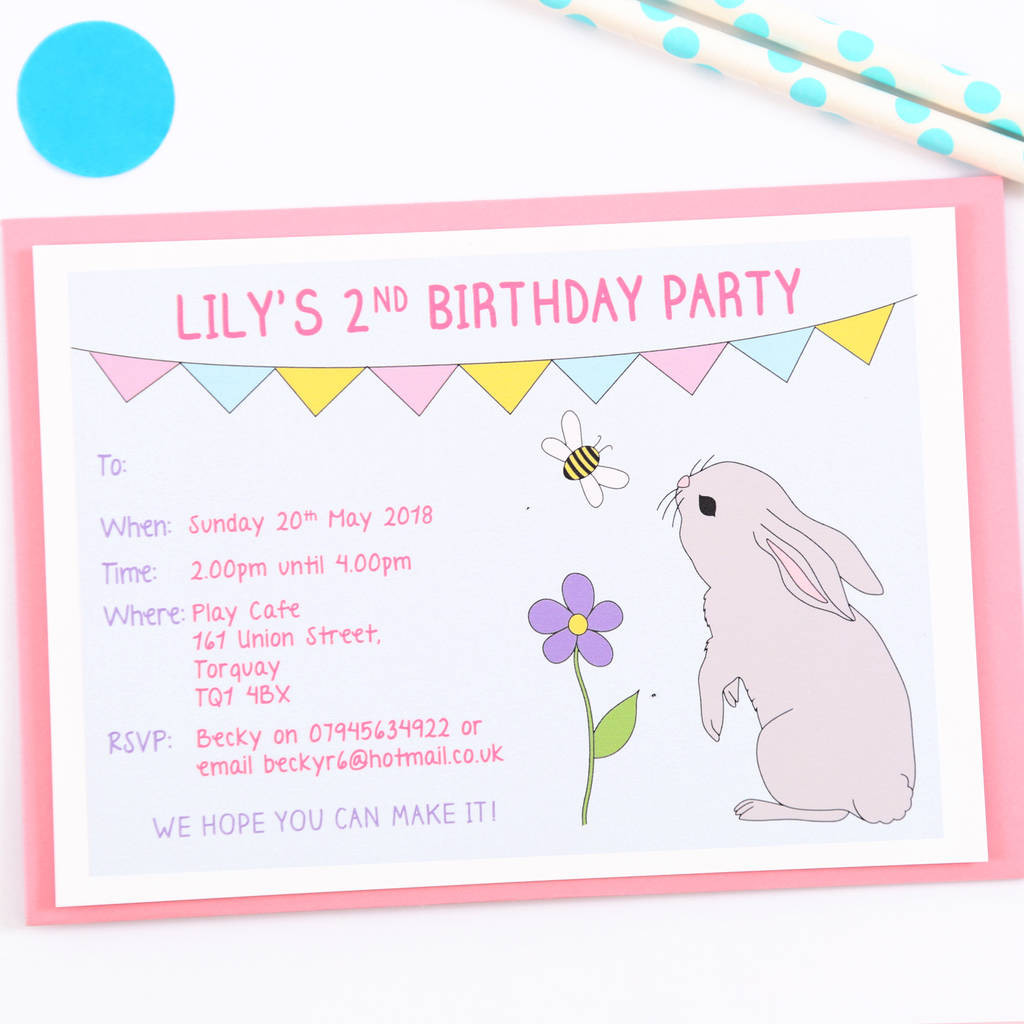 Bunny Birthday Invitation
 bunny personalised birthday party invitations by superfumi