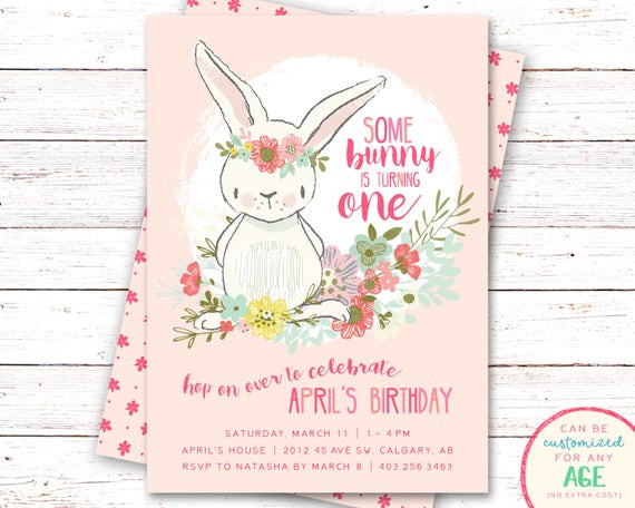 Bunny Birthday Invitation
 Bunny Birthday Invitation Bunny Invitation First Birthday