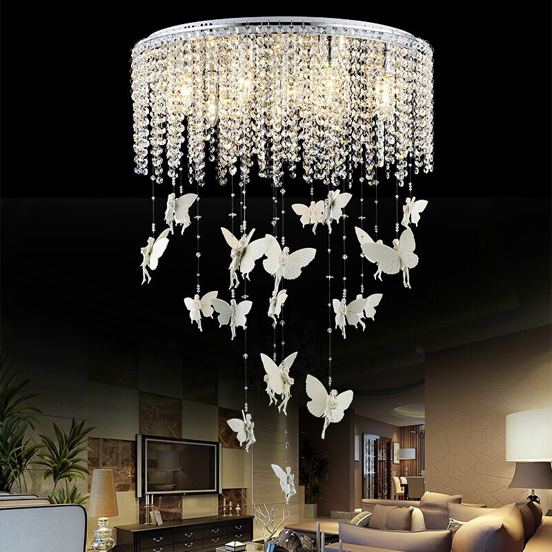 Butterfly Lights For Bedroom
 Creative Angel Butterfly Crystal Ceiling Lights Modern Led