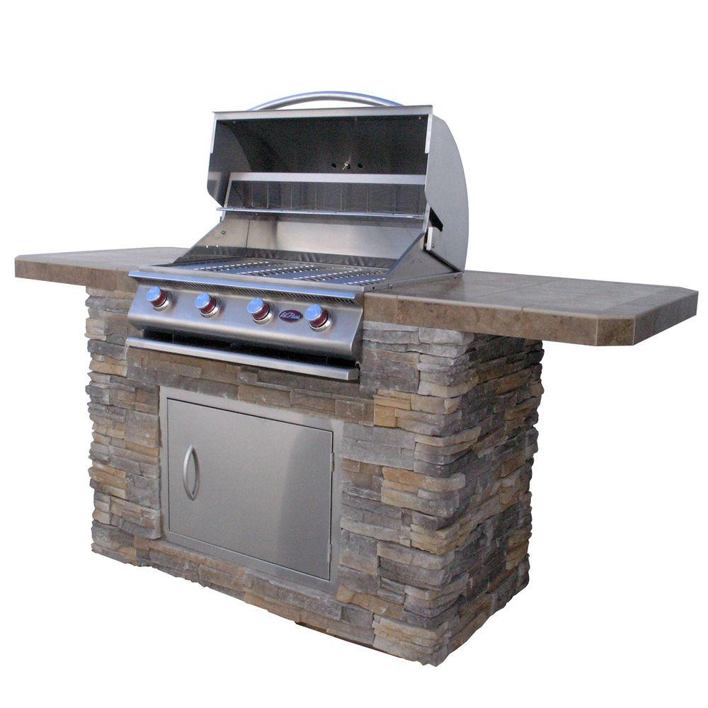 Cal Flame Outdoor Kitchen
 Cal Flame 7 ft Cultured Stone BBQ Island with 4 Burner