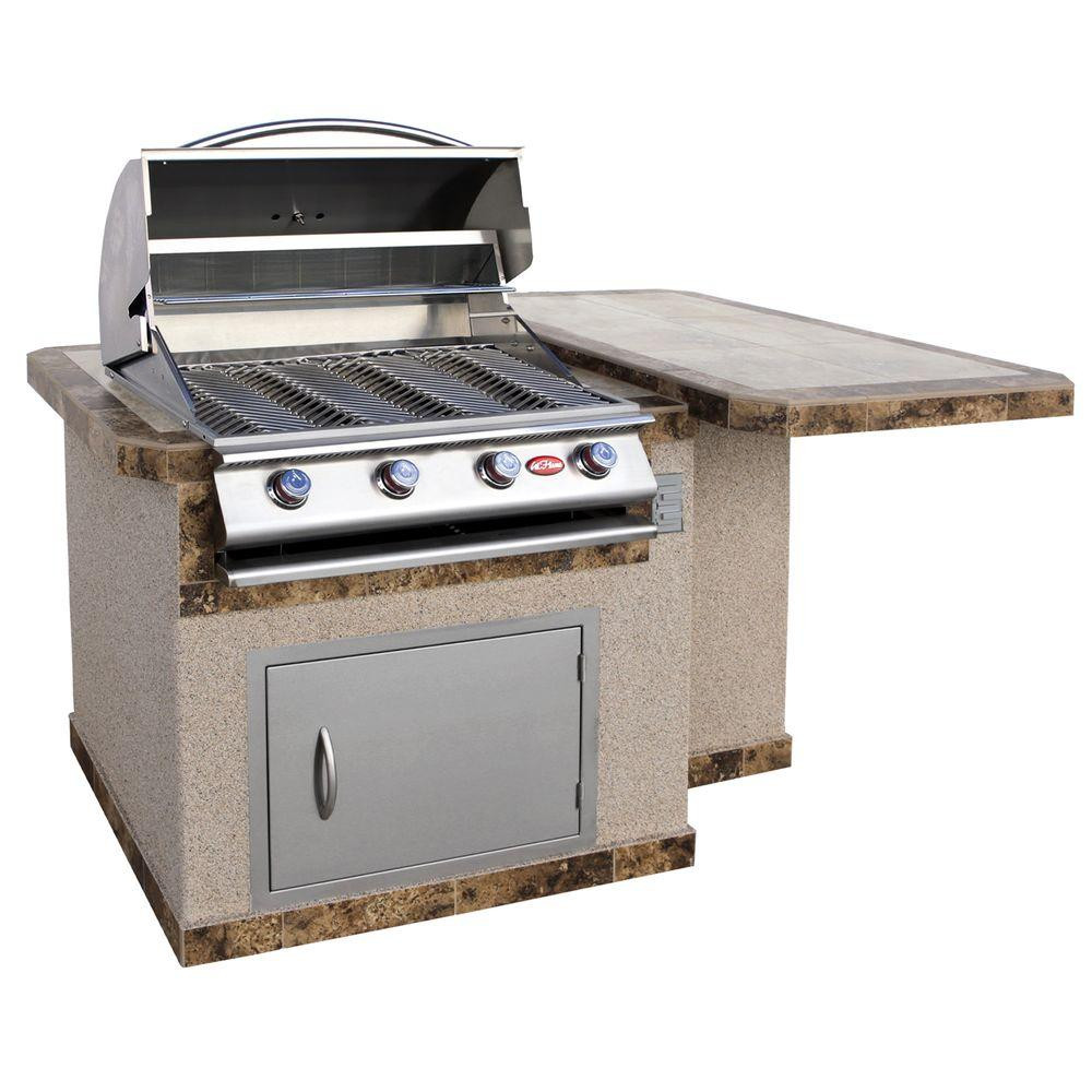 Cal Flame Outdoor Kitchen
 Cal Flame 6 ft Stucco Grill Island with Tile Top and 4