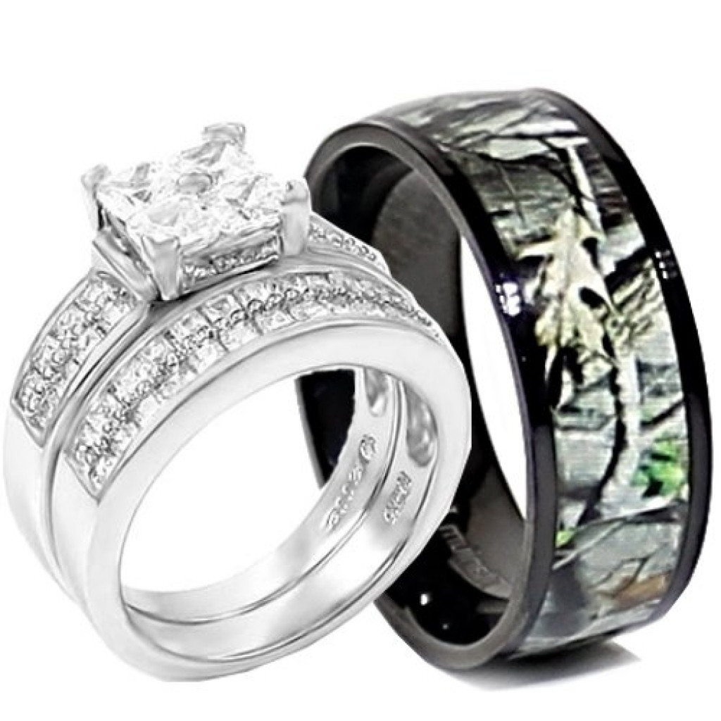 Camo Wedding Rings For Her
 Beautiful Camo Wedding Band Sets for Him and Her Matvuk