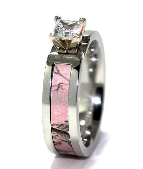 Camo Wedding Rings For Her
 pink camo wedding rings for her