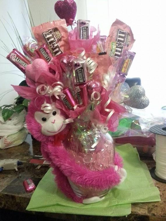 Candy Baskets For Valentines Day
 Items similar to Valentines day candy bouquet on Etsy