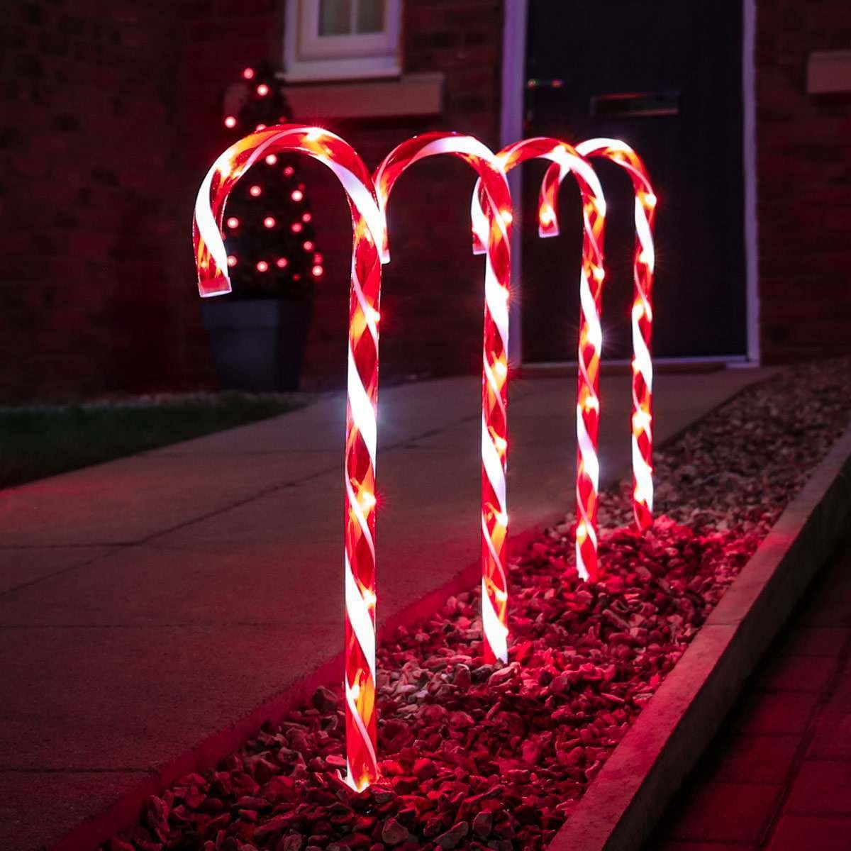 Candy Cane Christmas Lights
 Outdoor Red and White Candy Cane Christmas Stake Lights 4
