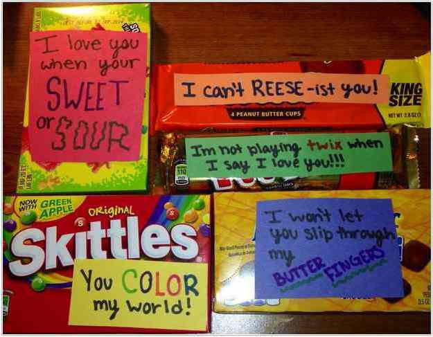 Candy Gift Ideas For Boyfriend
 Candy with notes