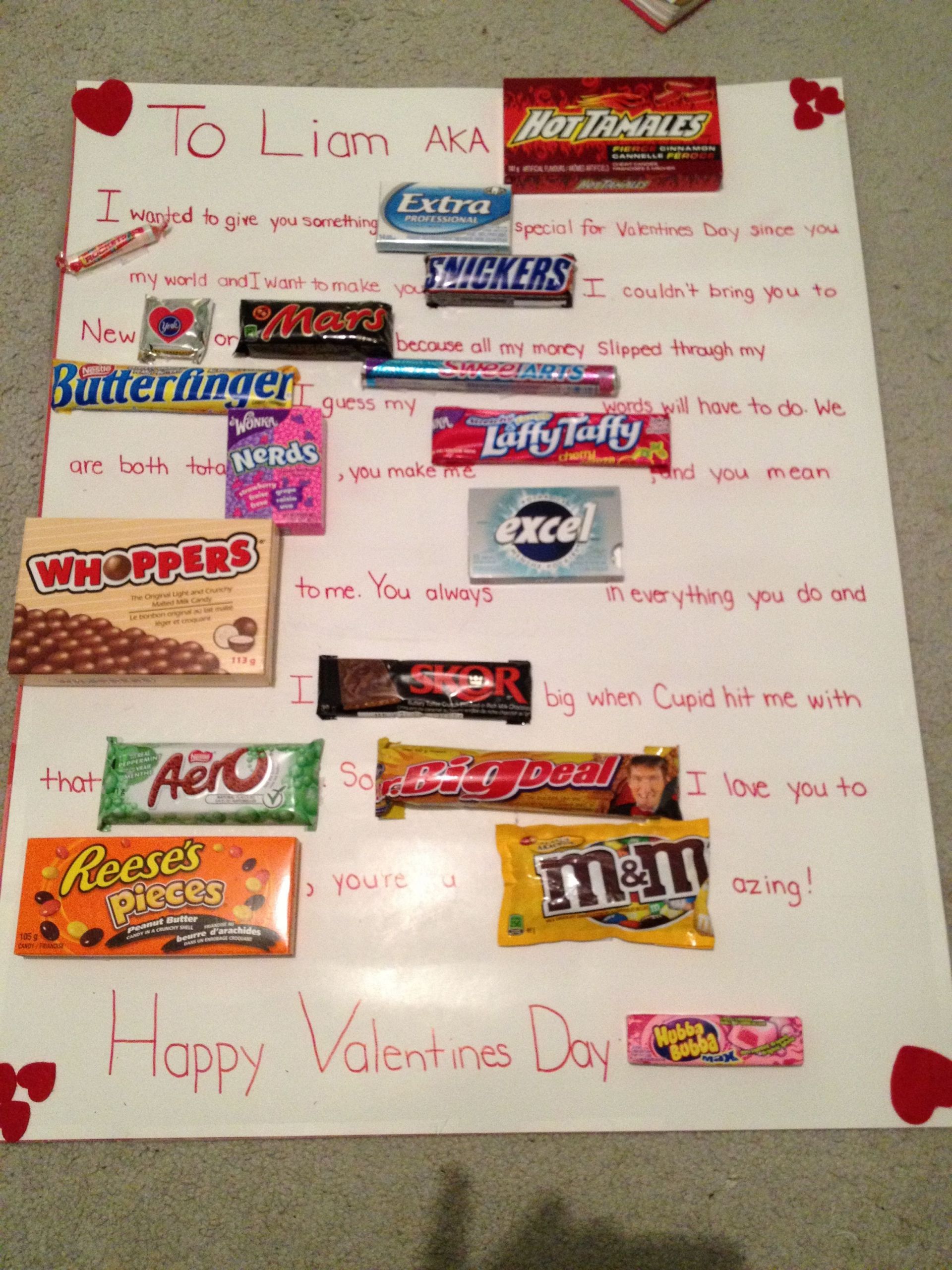 Candy Sayings For Valentines Day
 Valentines Day Candy Bar Card