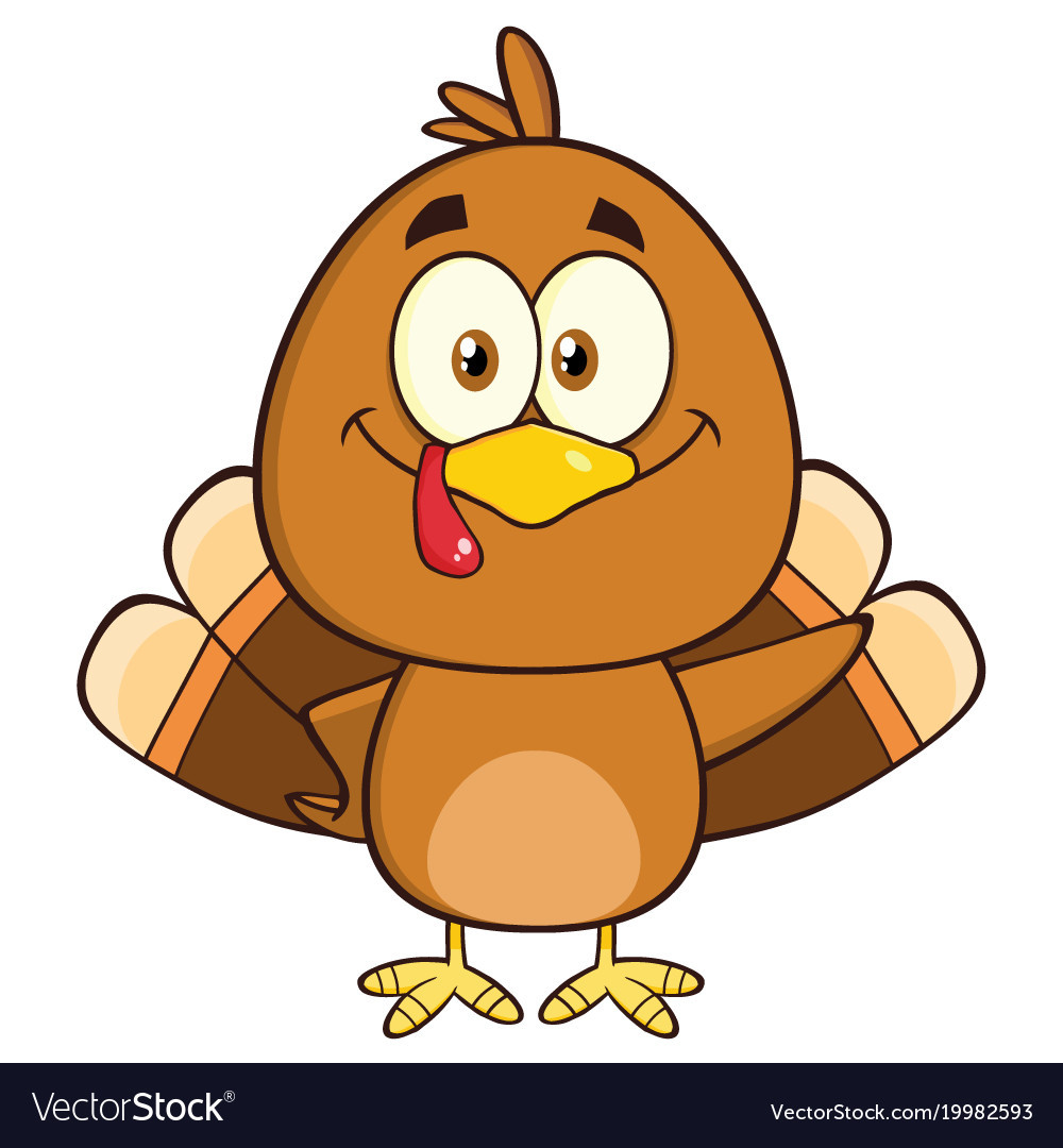 Cartoon Thanksgiving Turkey
 Cute turkey bird cartoon character waving Vector Image