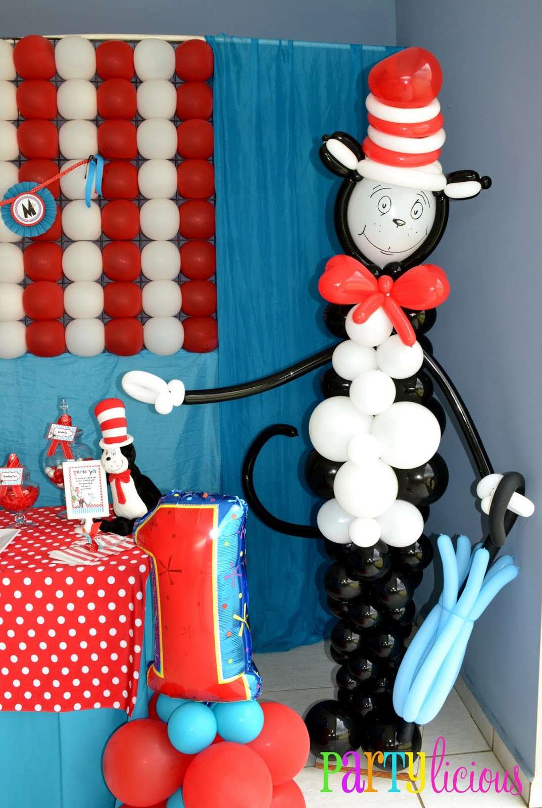 Cat Birthday Decorations
 Partylicious Events PR The Cat in the Hat 1st Birthday